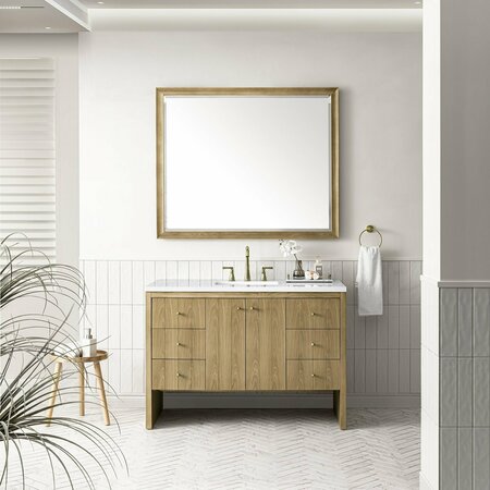 James Martin Vanities Hudson 48in Single Vanity, Light Natural Oak w/ 3 CM White Zeus Top 435-V48-LNO-3WZ